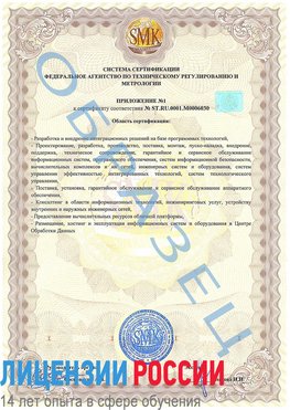 Образец сертификата соответствия (приложение) Истра Сертификат ISO 27001